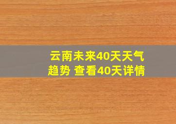 云南未来40天天气趋势 查看40天详情